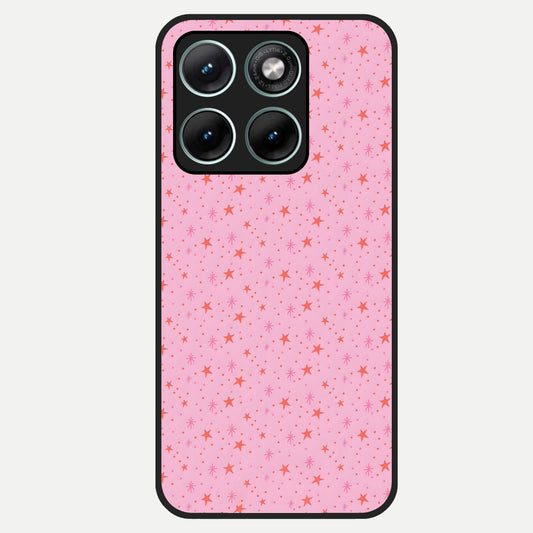  Cosmic Pink Sparkle Glass Case For Moto Edge 70 Fusion back cover – full design glossy printed glass finish