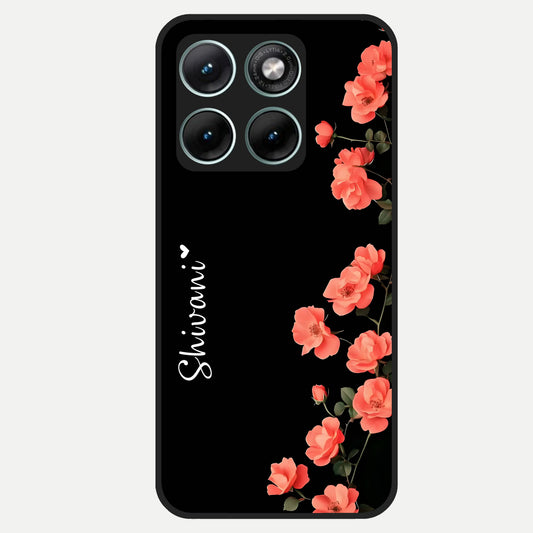  Crimson Bloom Grace Custom Name Glass Case For Moto Edge 70 Fusion back cover – full design glossy printed glass finish
