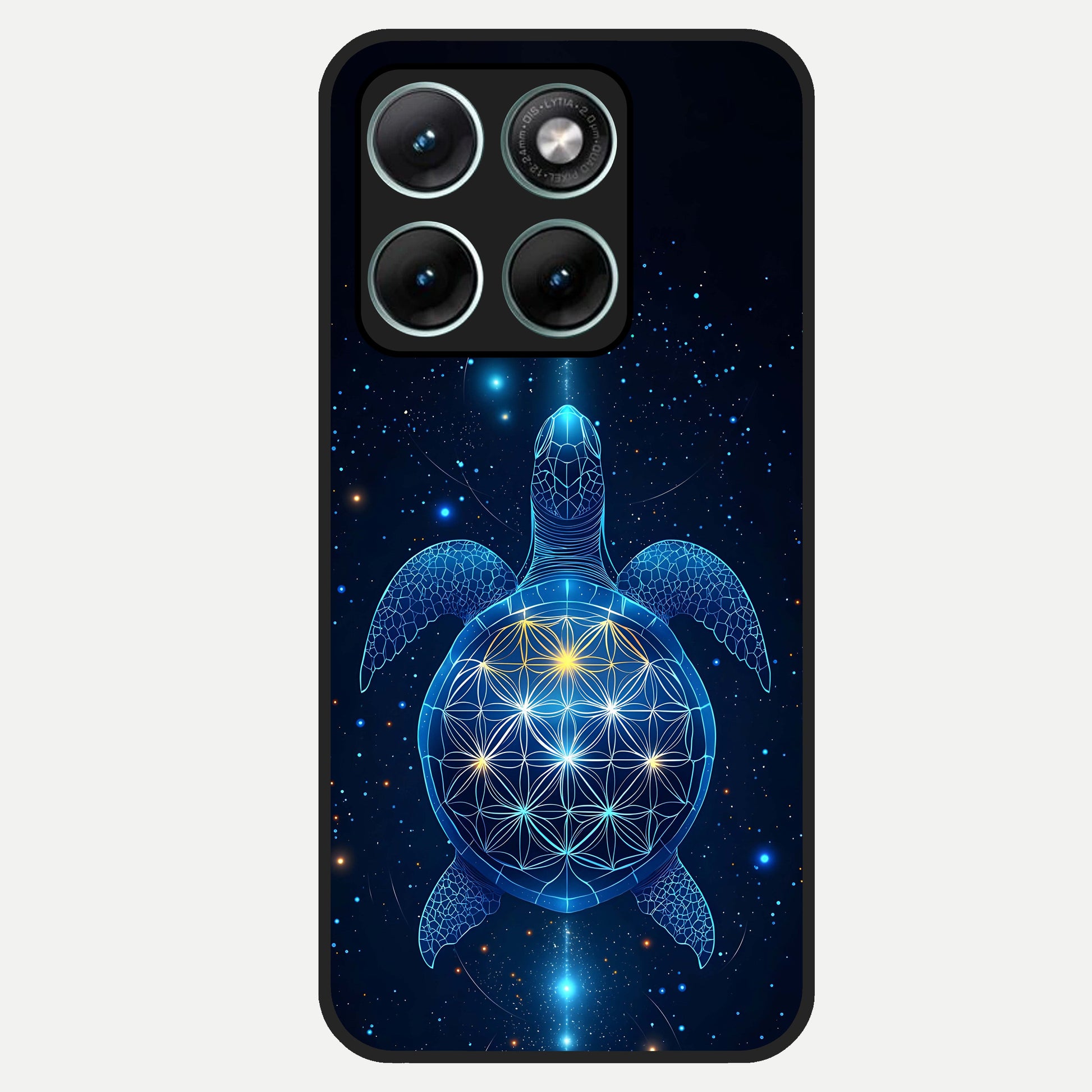  Crimson Blue Turtle Glass Case For Moto Edge 70 Fusion back cover – full design glossy printed glass finish