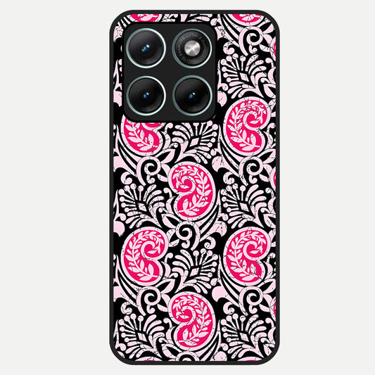  Crimson Paisley Charm Glass Case For Moto Edge 70 Fusion back cover – full design glossy printed glass finish