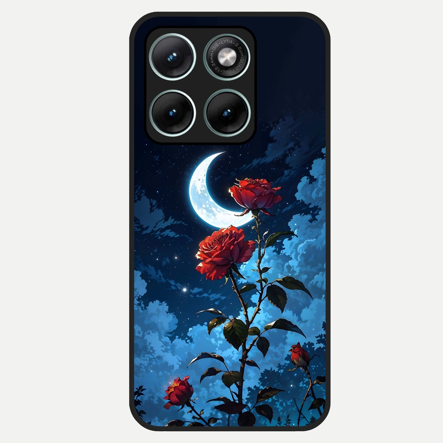  Crimson Rose Moon Glass Case For Moto Edge 70 Fusion back cover – full design glossy printed glass finish