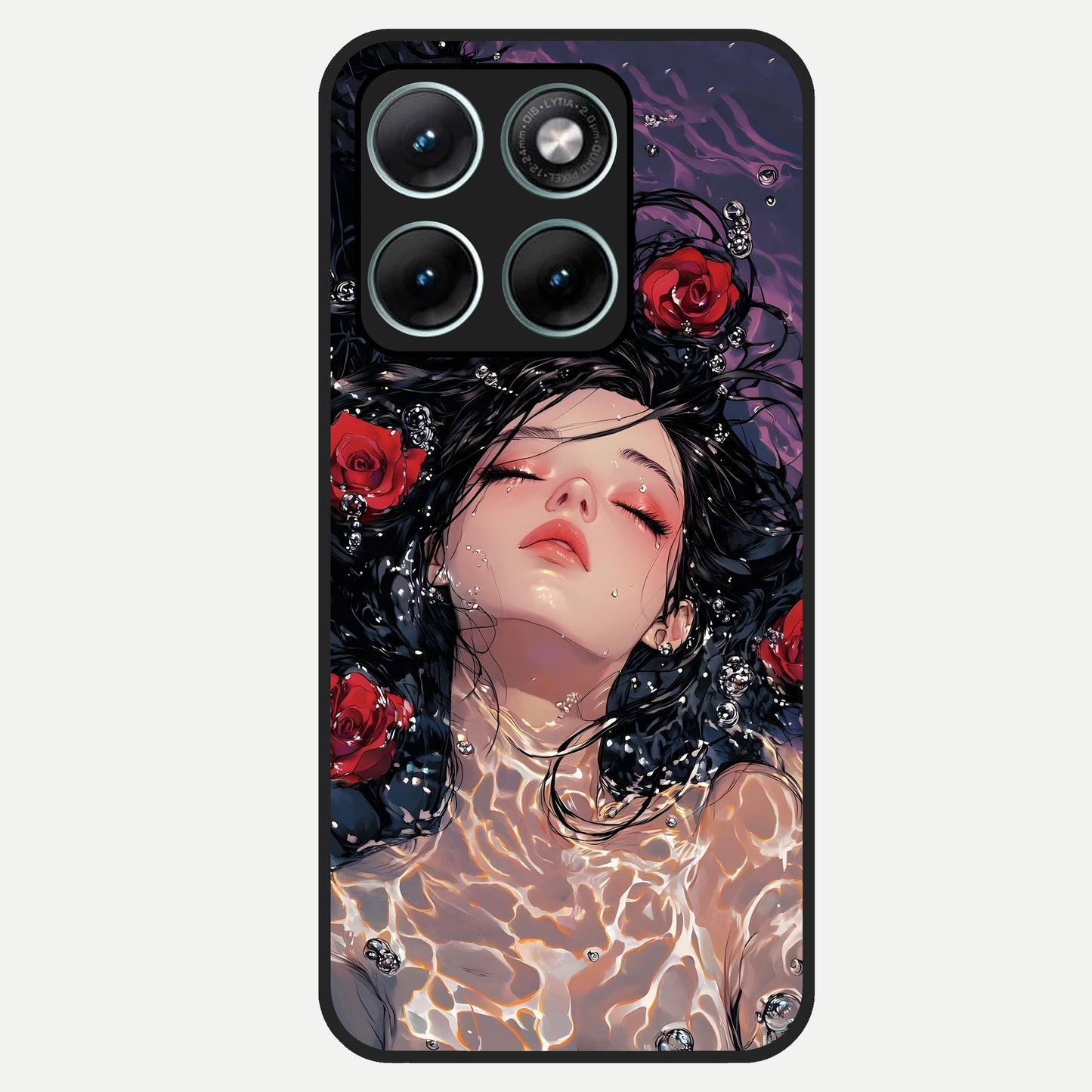  Crimson Rose Serenity Glass Case For Moto Edge 70 Fusion back cover – full design glossy printed glass finish