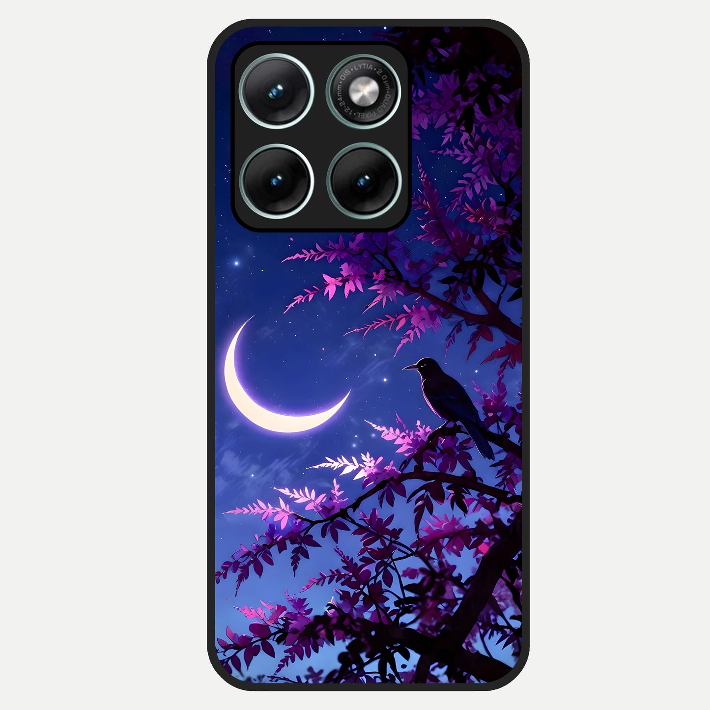  Crow And Moon Scenery Glass Case For Moto Edge 70 Fusion back cover – full design glossy printed glass finish
