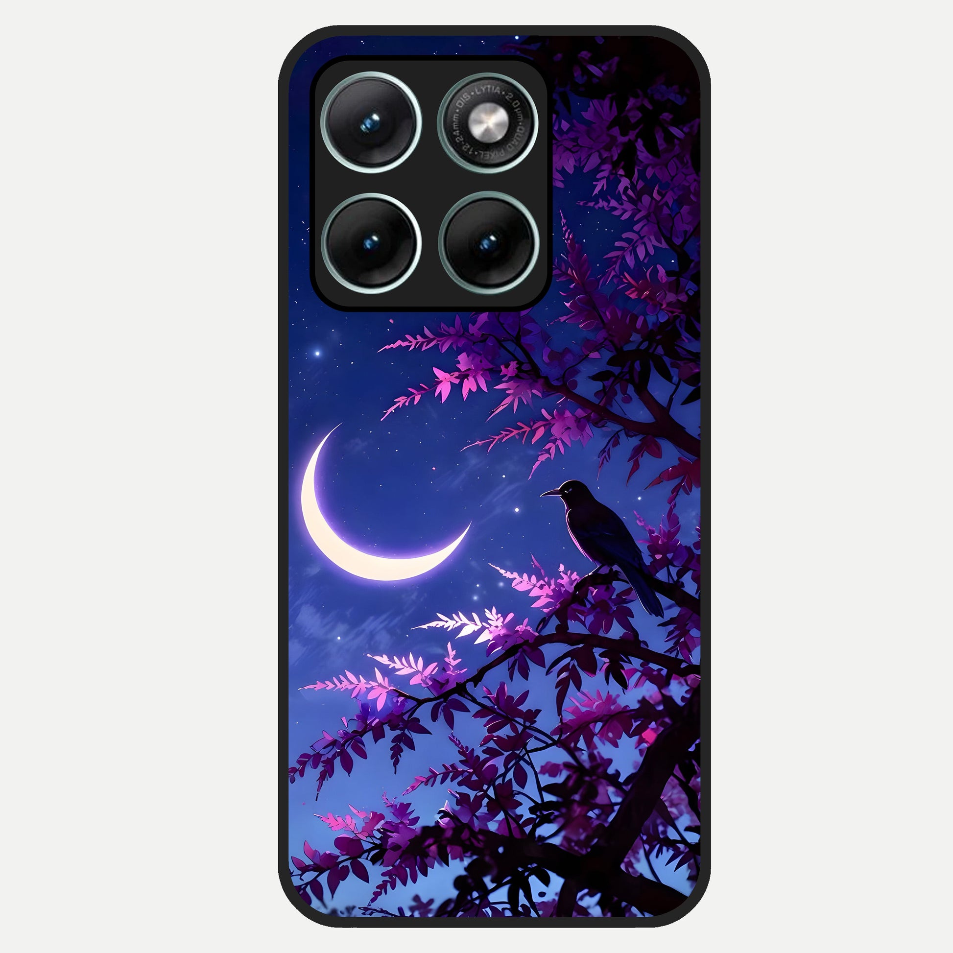  Crow And Moon Scenery Glass Case For Moto Edge 70 Fusion back cover – full design glossy printed glass finish