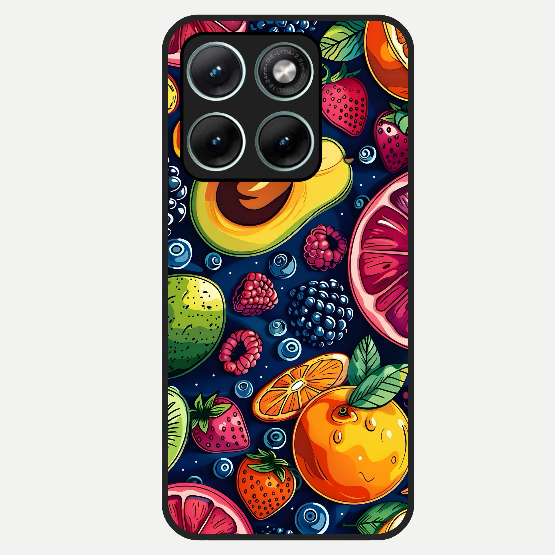  Cute Fruits Art Glass Case For Moto Edge 70 Fusion back cover – full design glossy printed glass finish