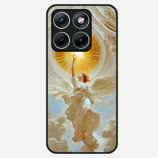  Divine Light Angel Glass Case For Moto Edge 70 Fusion back cover – full design glossy printed glass finish