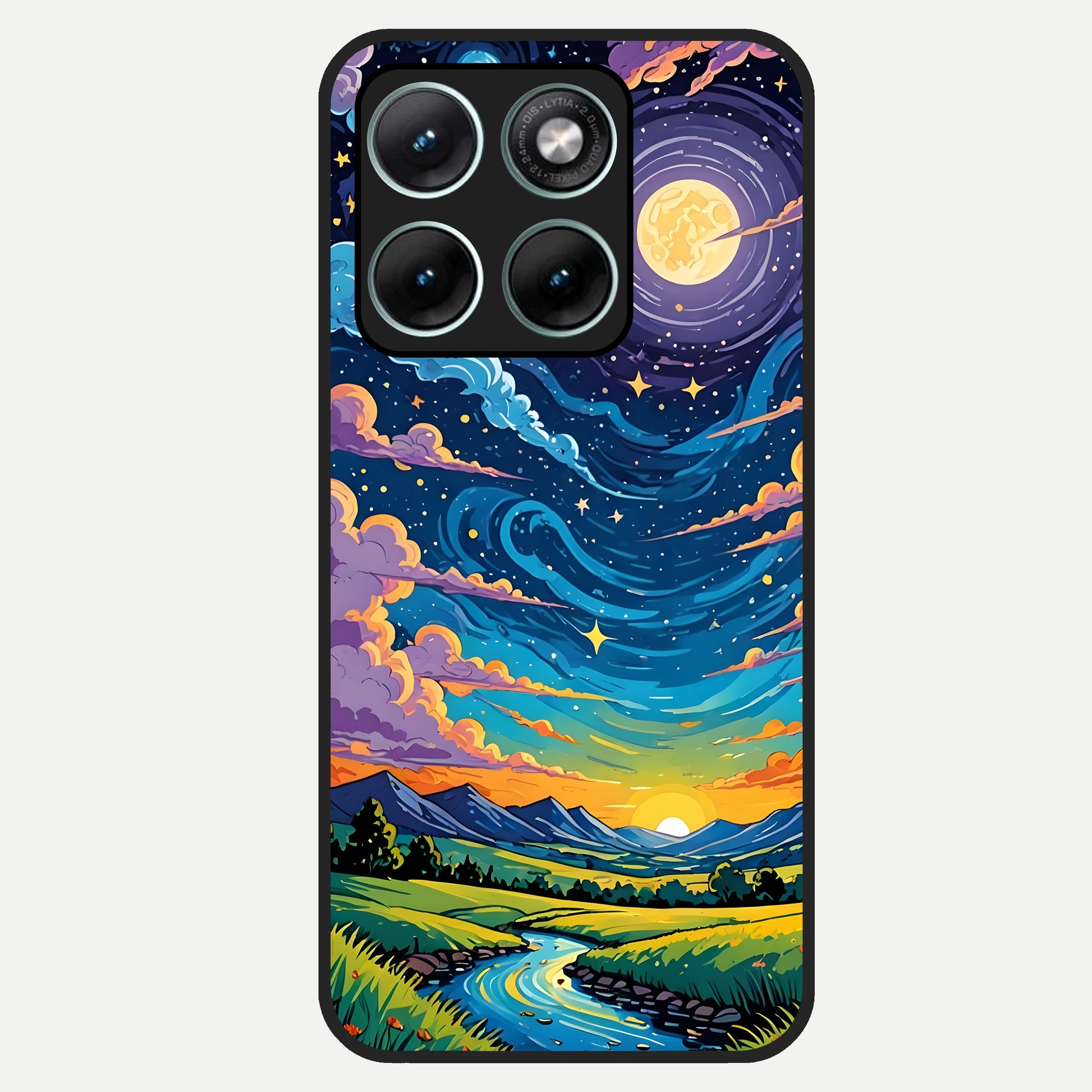  Dreamy Night Landscape Glass Case For Moto Edge 70 Fusion back cover – full design glossy printed glass finish