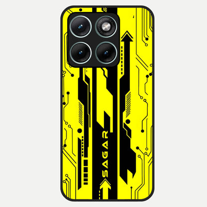  Electric Pulse CYBERPUNK Custom Name Glass Case For Moto Edge 70 Fusion back cover – full design glossy printed glass finish