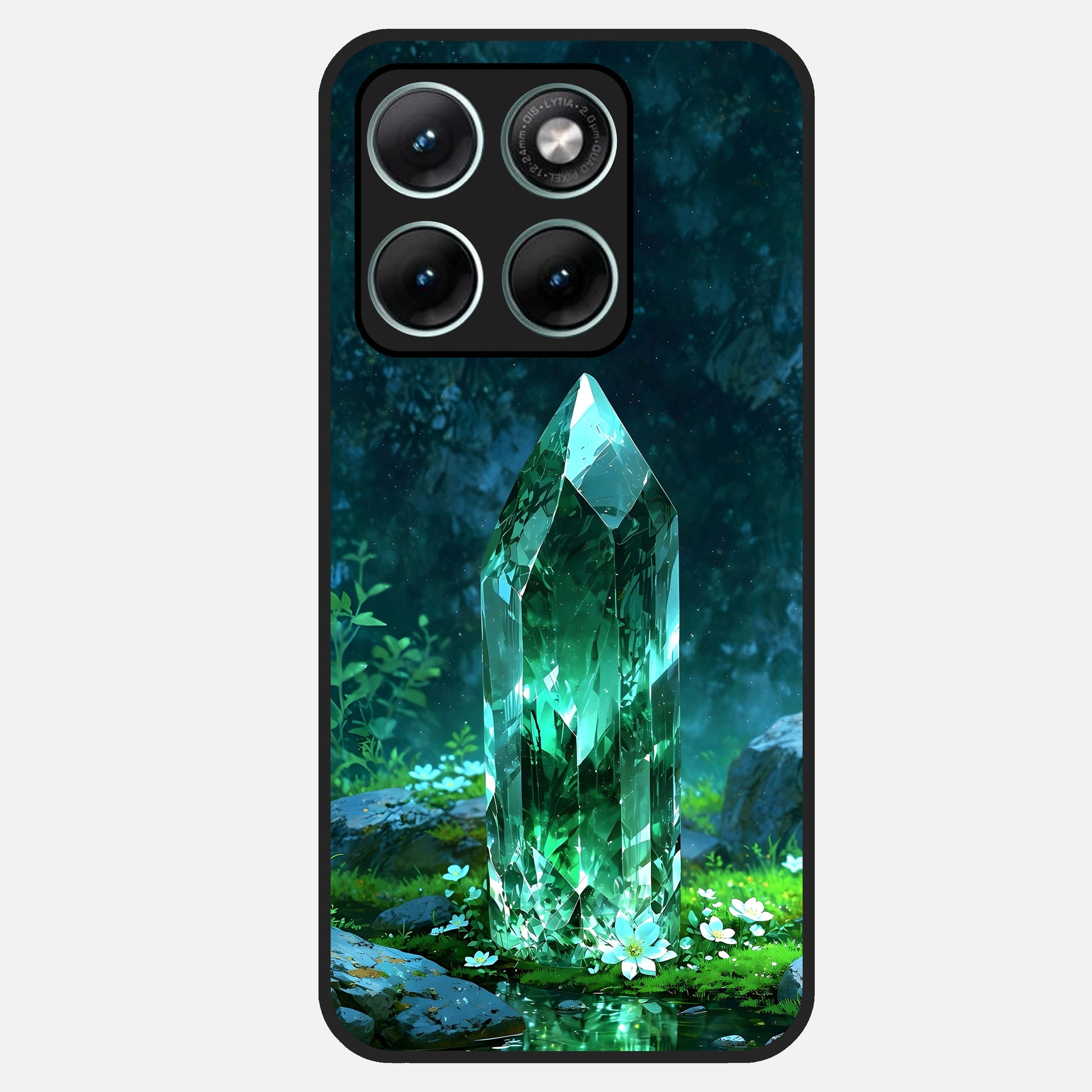  Emerald Light Crystal Glass Case For Moto Edge 70 Fusion back cover – full design glossy printed glass finish