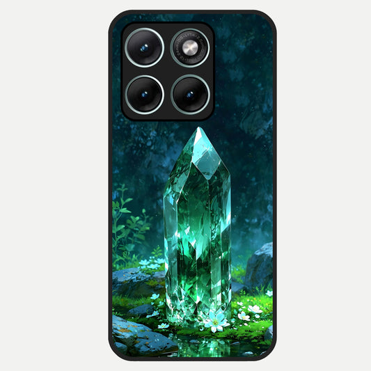  Emerald Light Crystal Glass Case For Moto Edge 70 Fusion back cover – full design glossy printed glass finish