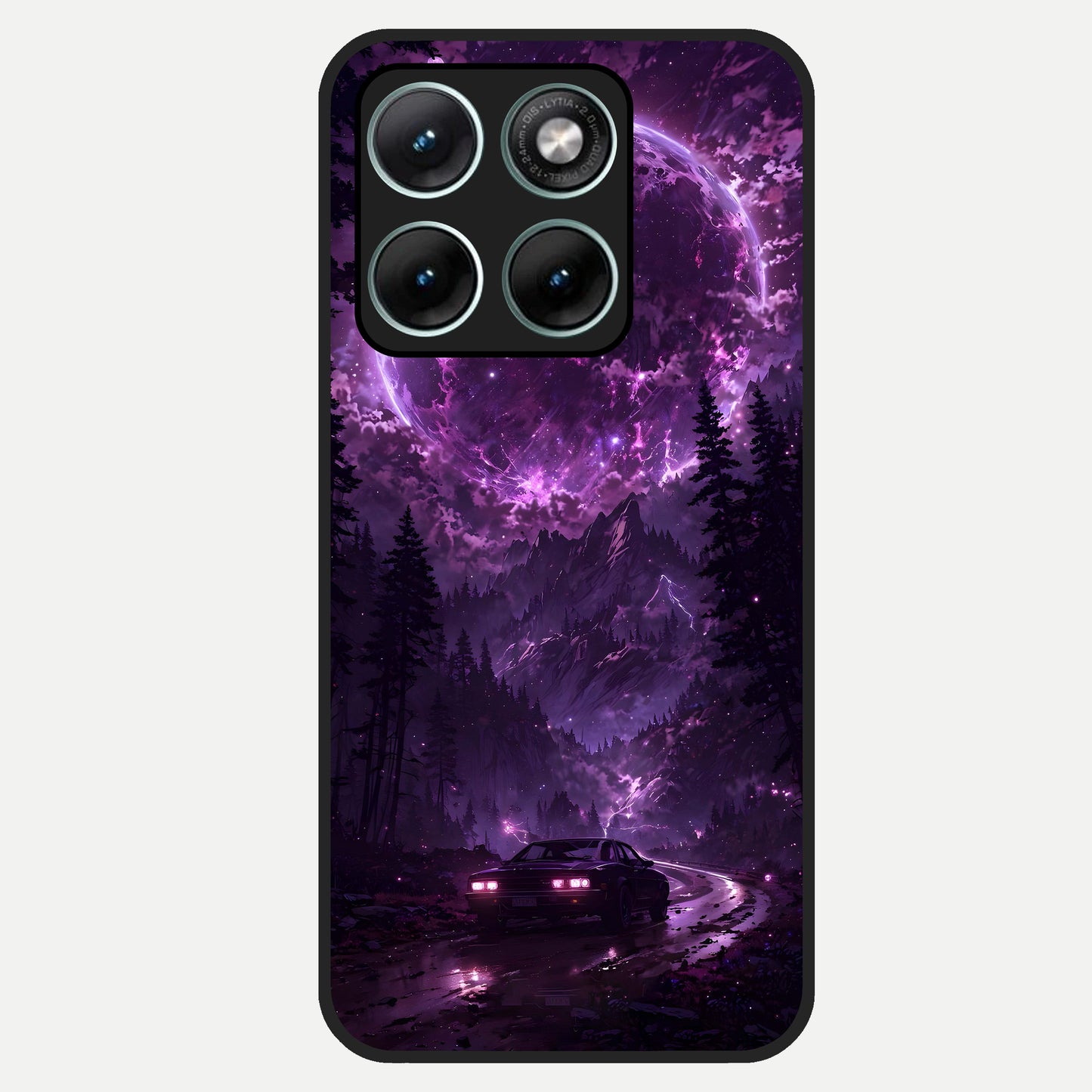  Eternal Cosmic Drive Glass Case For Moto Edge 70 Fusion back cover – full design glossy printed glass finish