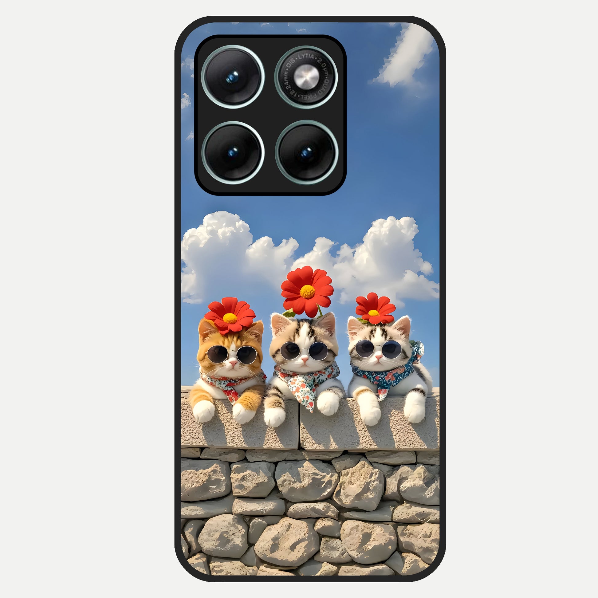  Floral Kitty Squad Glass Case For Moto Edge 70 Fusion back cover – full design glossy printed glass finish