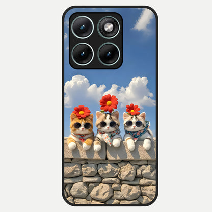  Floral Kitty Squad Glass Case For Moto Edge 70 Fusion back cover – full design glossy printed glass finish