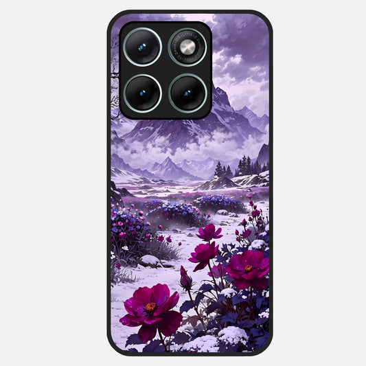  Flower Mountain View Glass Case For Moto Edge 70 Fusion back cover – full design glossy printed glass finish