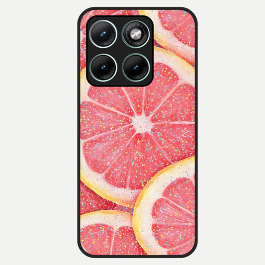  Glitter Grapefruit Glass Case For Moto Edge 70 Fusion back cover – full design glossy printed glass finish