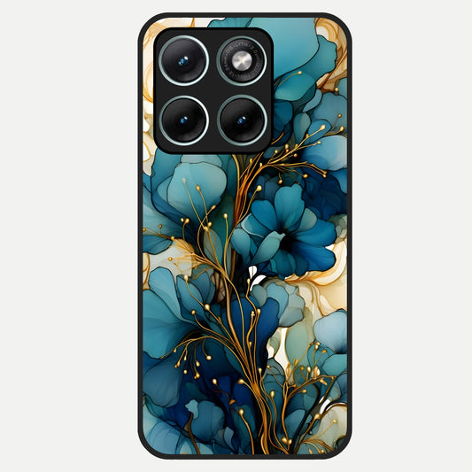  Golden Bloom Symphony Glass Case For Moto Edge 70 Fusion back cover – full design glossy printed glass finish