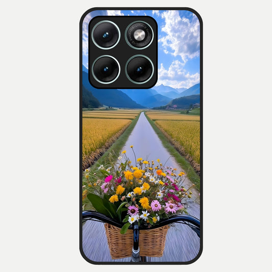  Golden Field Journey Glass Case For Moto Edge 70 Fusion back cover – full design glossy printed glass finish