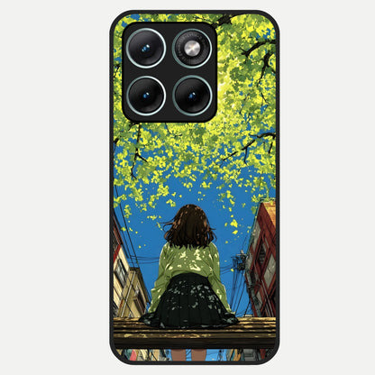  Golden Leaves Glow Glass Case For Moto Edge 70 Fusion back cover – full design glossy printed glass finish