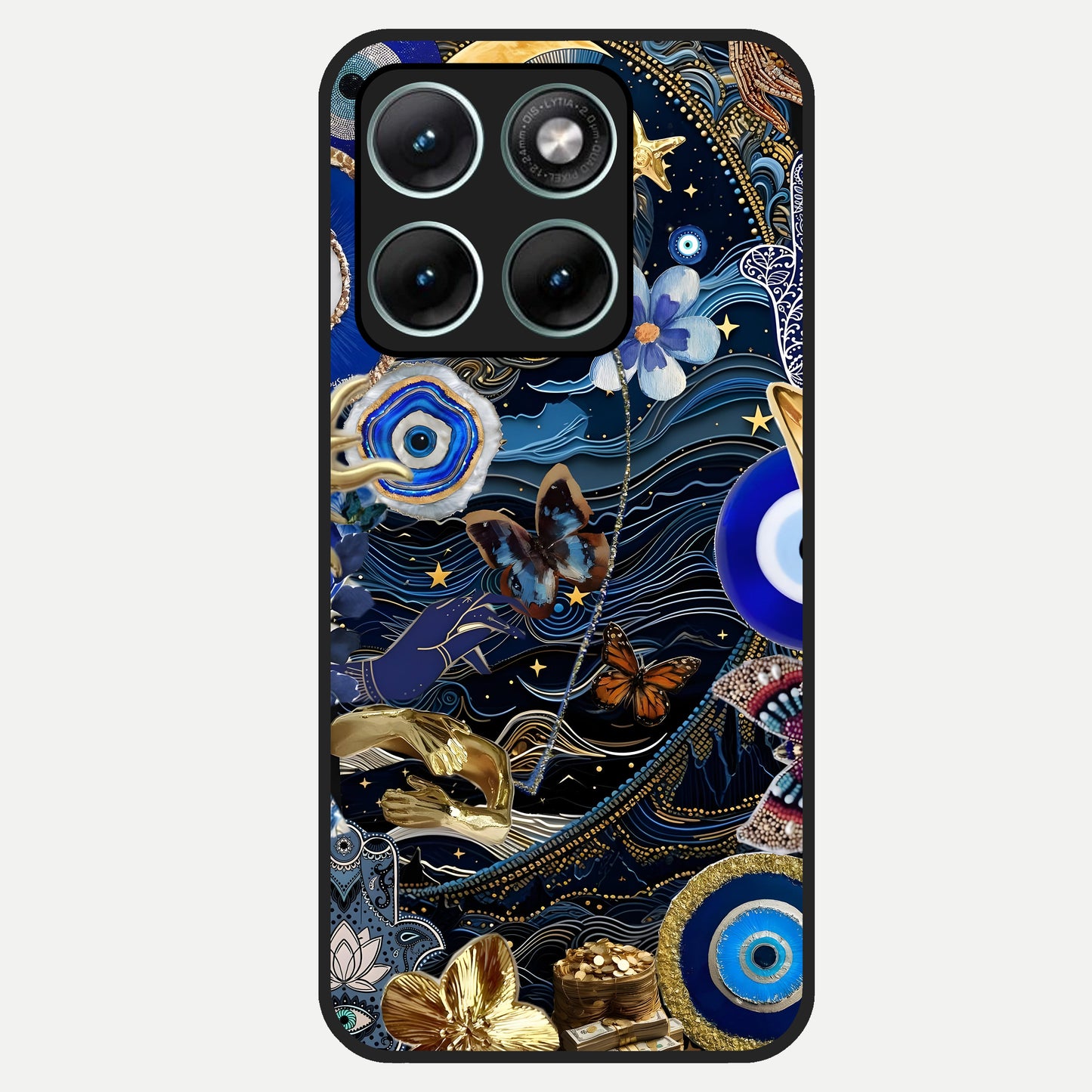  Golden Moon Magic Glass Case For Moto Edge 70 Fusion back cover – full design glossy printed glass finish