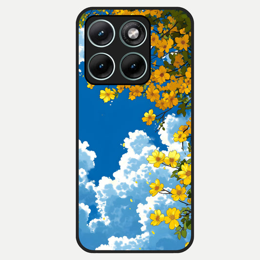  Golden Petal Sky Glass Case For Moto Edge 70 Fusion back cover – full design glossy printed glass finish