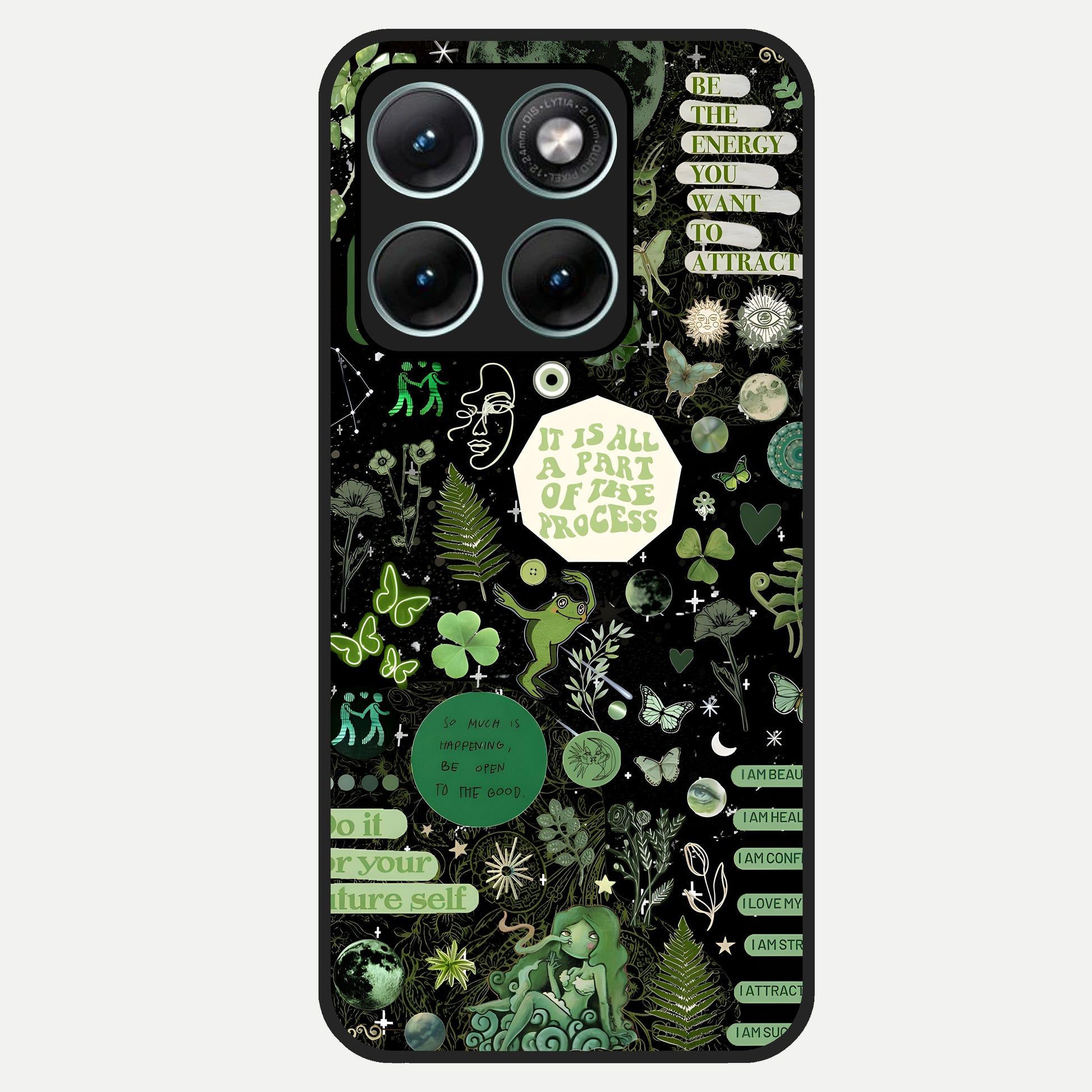  Green Mandala Pattern Glass Case For Moto Edge 70 Fusion back cover – full design glossy printed glass finish