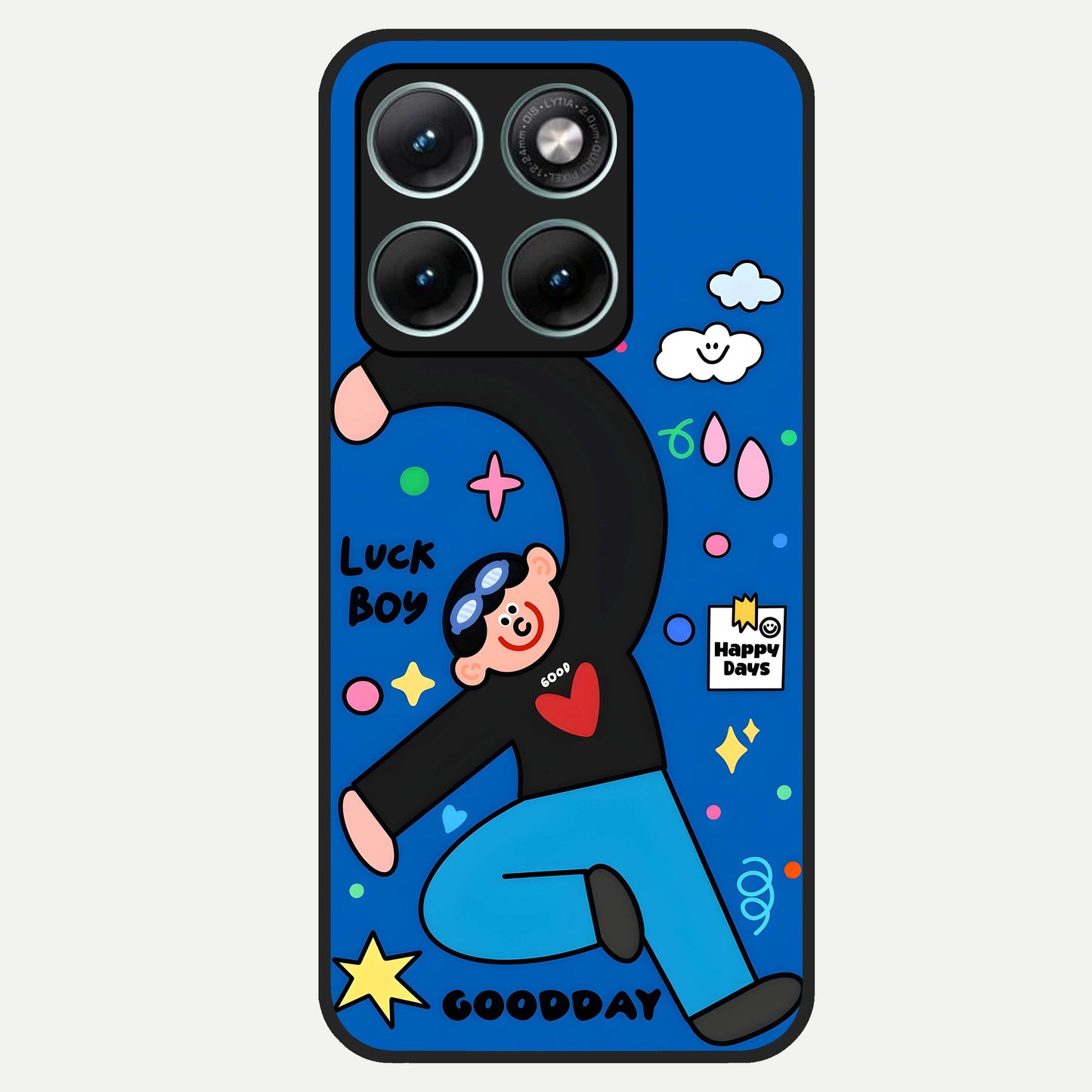  Happy Luck Vibe Glass Case For Moto Edge 70 Fusion back cover – full design glossy printed glass finish