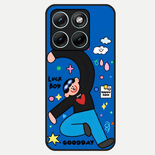  Happy Luck Vibe Glass Case For Moto Edge 70 Fusion back cover – full design glossy printed glass finish