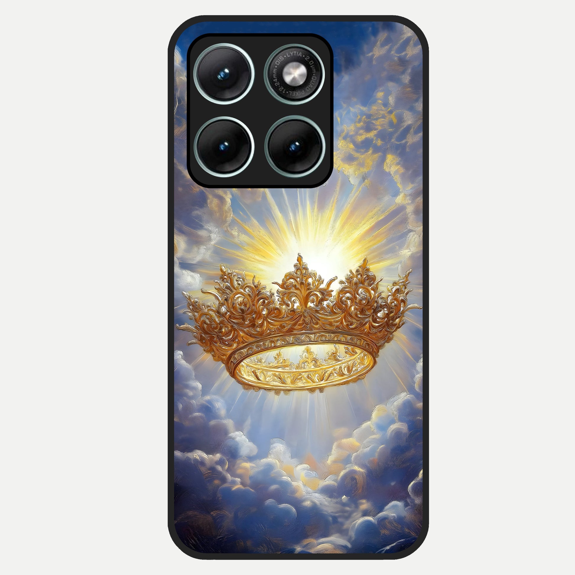  Heavenly Crown Light Glass Case For Moto Edge 70 Fusion back cover – full design glossy printed glass finish