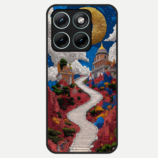  Heavenly Moon Path Glass Case For Moto Edge 70 Fusion back cover – full design glossy printed glass finish