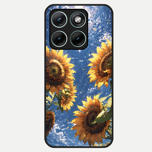  Heavenly Sunflower Rise Glass Case For Moto Edge 70 Fusion back cover – full design glossy printed glass finish