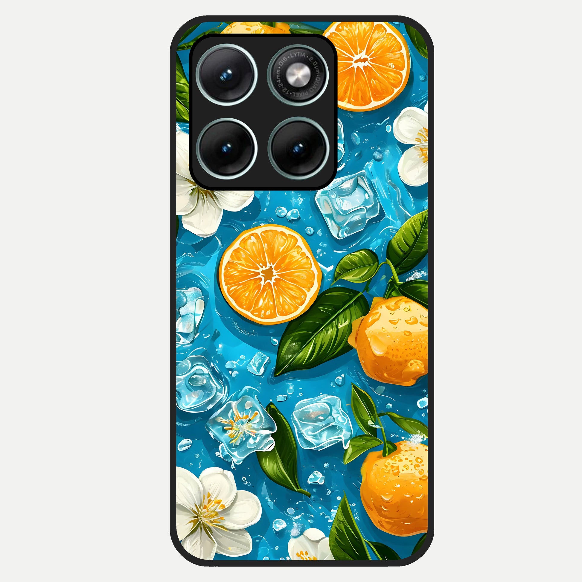  Ice Cube With Orange Glass Case For Moto Edge 70 Fusion back cover – full design glossy printed glass finish