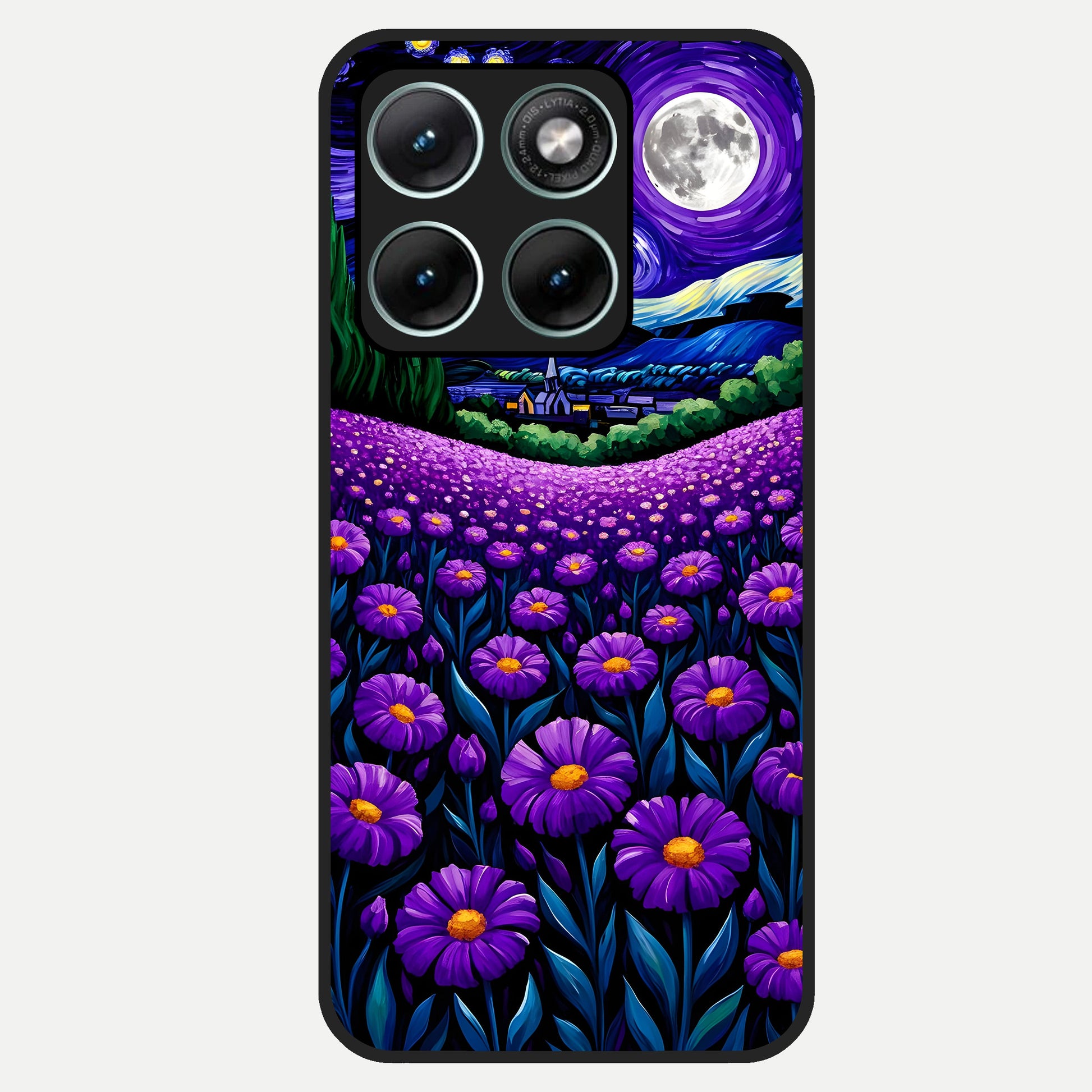  Lavender Moon Field Glass Case For Moto Edge 70 Fusion back cover – full design glossy printed glass finish