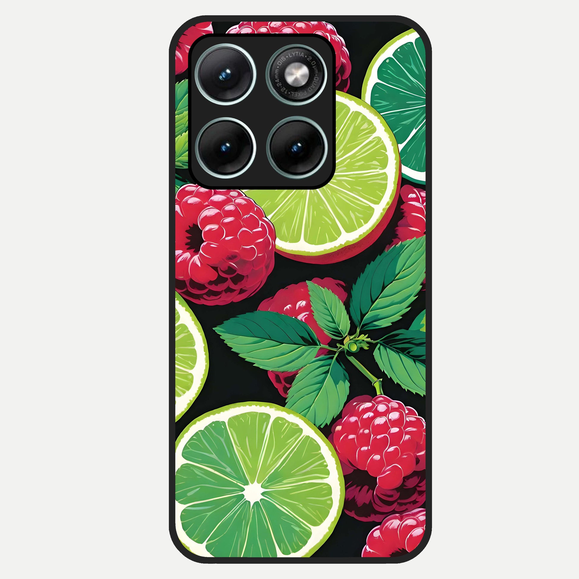  Lime and Raspberry Pattern Glass Case For Moto Edge 70 Fusion back cover – full design glossy printed glass finish