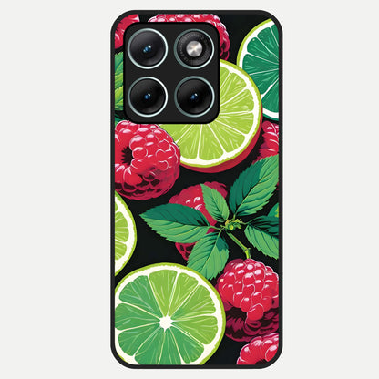  Lime and Raspberry Pattern Glass Case For Moto Edge 70 Fusion back cover – full design glossy printed glass finish