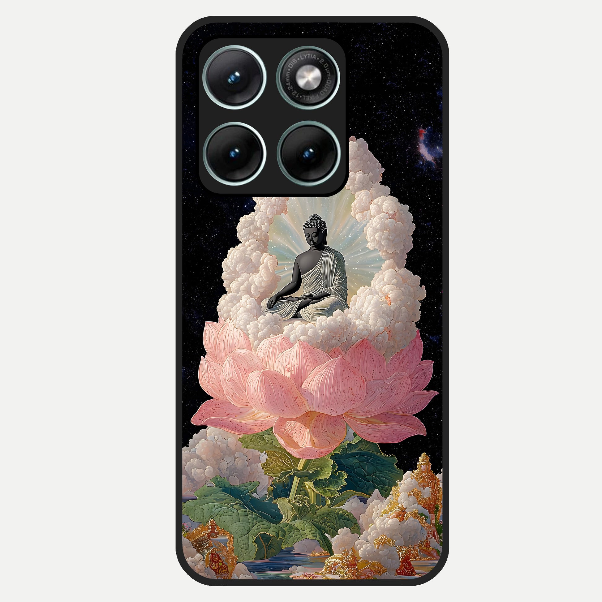  Lotus Divine Peace Glass Case For Moto Edge 70 Fusion back cover – full design glossy printed glass finish