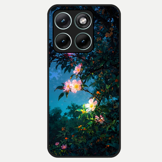  Midnight Bloom Glow Glass Case For Moto Edge 70 Fusion back cover – full design glossy printed glass finish