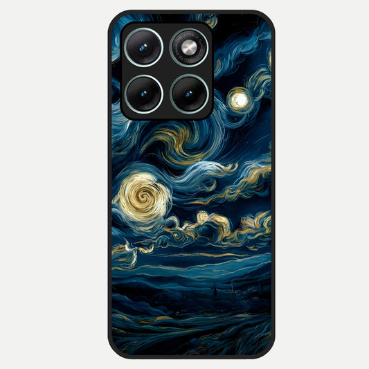  Midnight Sky Whirl Glass Case For Moto Edge 70 Fusion back cover – full design glossy printed glass finish
