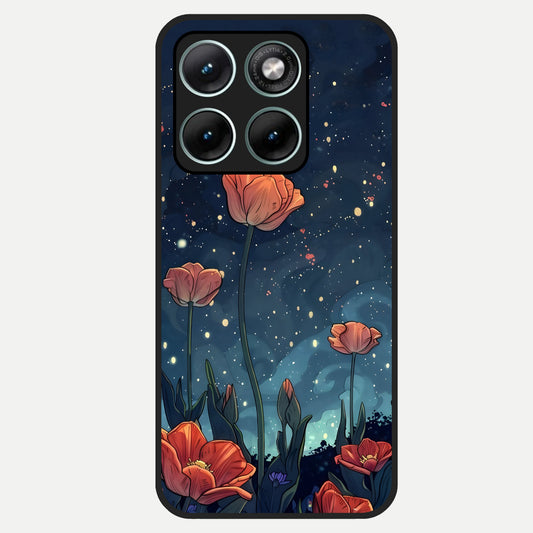 Midnight Tulip Glow Glass Case For Moto Edge 70 Fusion back cover – full design glossy printed glass finish
