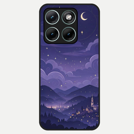 Minimal Night View Glass Case For Moto Edge 70 Fusion back cover – full design glossy printed glass finish