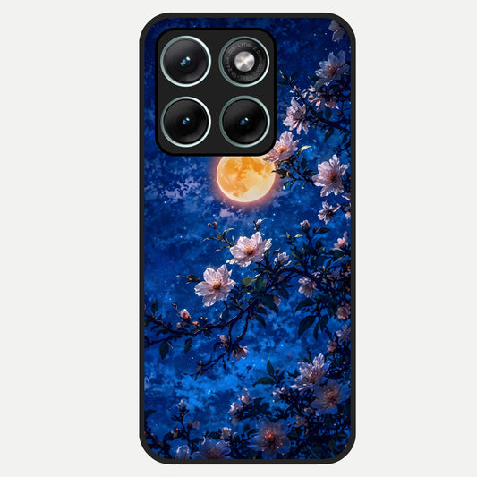  Moonlit Blossoms Night Glass Case For Moto Edge 70 Fusion back cover – full design glossy printed glass finish