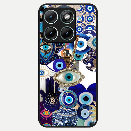  Mystic Charm Eye Glass Case For Moto Edge 70 Fusion back cover – full design glossy printed glass finish