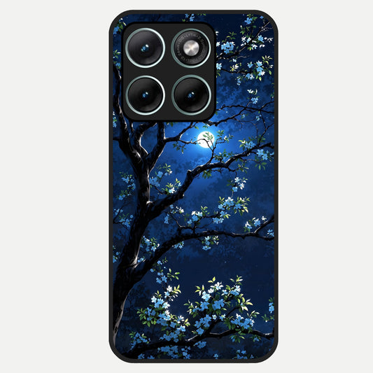  Mystic Floral Night Glass Case For Moto Edge 70 Fusion back cover – full design glossy printed glass finish