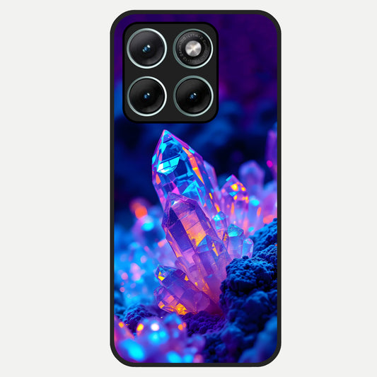  Neon Aura Shards Glass Case For Moto Edge 70 Fusion back cover – full design glossy printed glass finish
