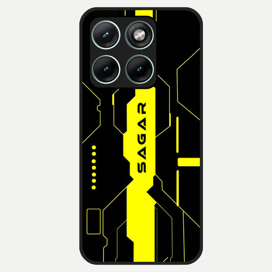  Neon CYBERPUNK Custom Name Glass Case For Moto Edge 70 Fusion back cover – full design glossy printed glass finish