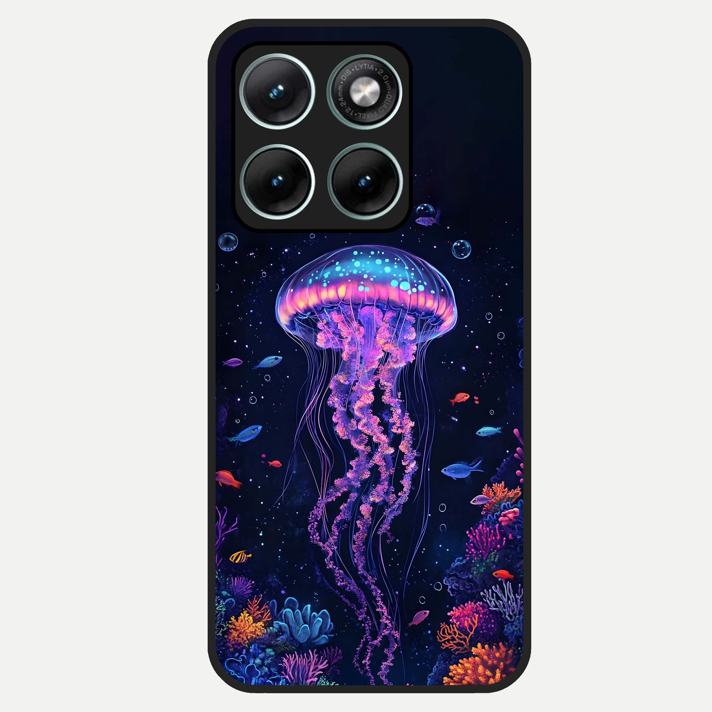  Neon Jellyfish Glass Case For Moto Edge 70 Fusion back cover – full design glossy printed glass finish