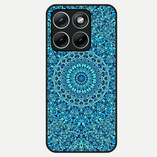  Ocean Bloom Mandala Glass Case For Moto Edge 70 Fusion back cover – full design glossy printed glass finish