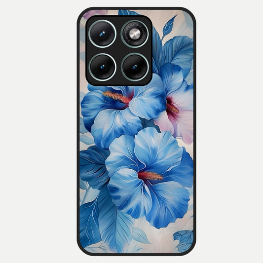  Ocean Hibiscus Grace Glass Case For Moto Edge 70 Fusion back cover – full design glossy printed glass finish