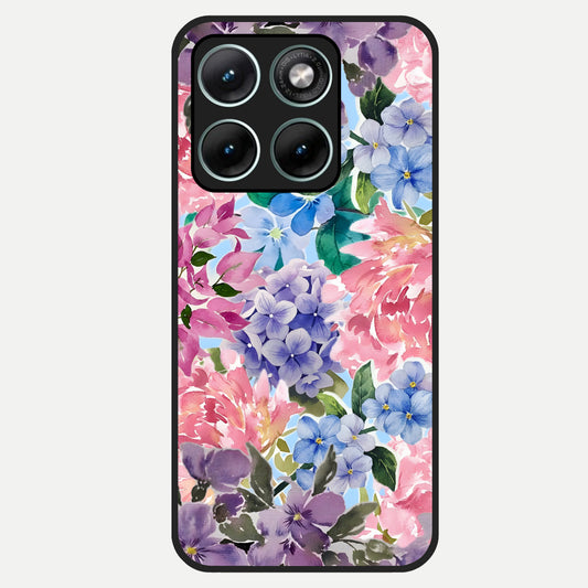  Pastel Floral Mix Glass Case For Moto Edge 70 Fusion back cover – full design glossy printed glass finish