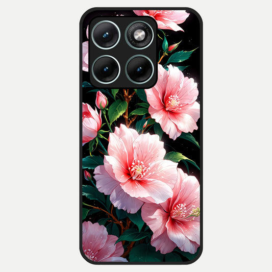  Peach Flower Glass Case For Moto Edge 70 Fusion back cover – full design glossy printed glass finish