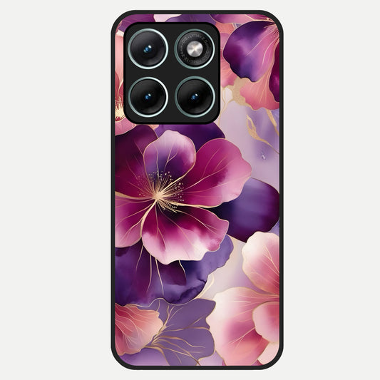  Pink Bouquet Florals Glass Case For Moto Edge 70 Fusion back cover – full design glossy printed glass finish